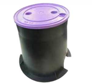 Medium Round 150mm Top x 215mm Bottom x 220mm Deep Reclaimed Water Valve Box (Lilac Lid)