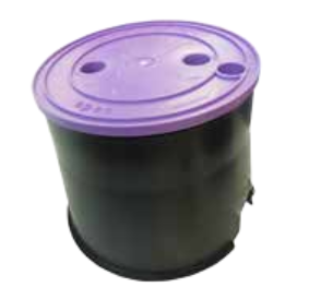 Small Round 165mm Top x 185mm Bottom x 185mm deep Reclaimed water Valve Box(Lilac Lid)