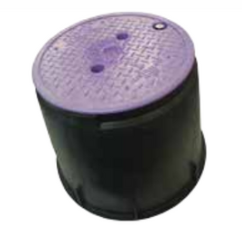 Large Round 235mm Top x 335mm Bottom x 255mm Deep Reclaimed Water Valve Box (Lilac Lid)