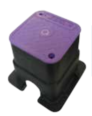 Small Square 150mm Top x 210mm Deep Reclaimed water Valve Box (Lilac Lid)