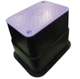 Small Rectangular 215mm x 150mm Top x 215mm Deep Reclaimed Water Valve Box (Lilac Lid)