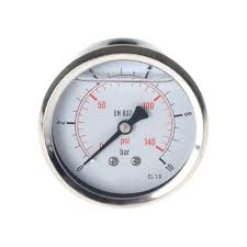 50mm Stainless Steel Glycerin Filled Pressure gauge with 1/4" Back Entry