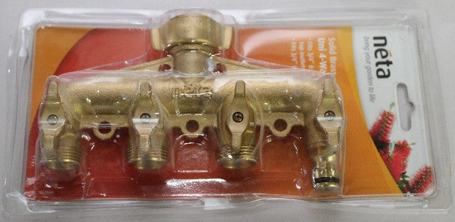 Outlet Tap 4 Way Brass Universal Screw-on